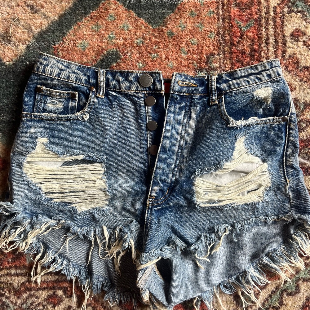 Signature8 Blue Distressed Jean Shorts
